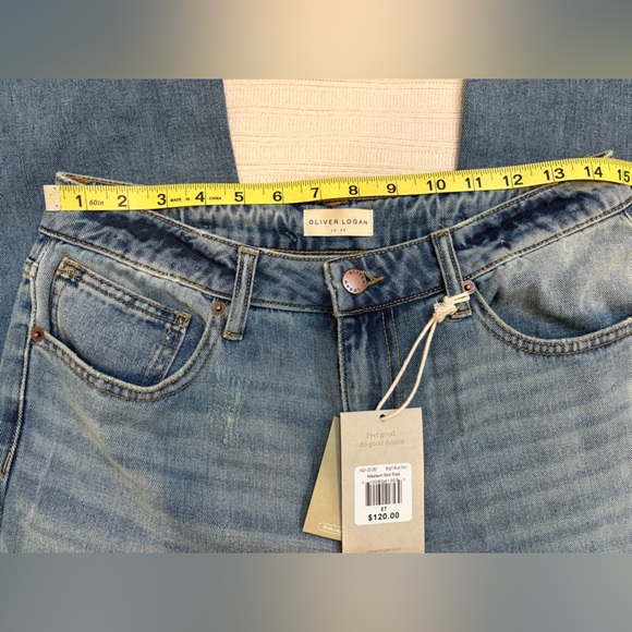 Oliver Logan Madison Mid Rise Jeans Bright Blue Worn Wash Size 27 NWT Wide - Picture 5 of 7